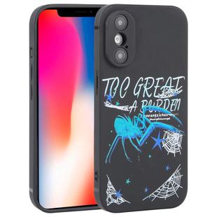 For iPhone XS / X Graffiti Spider TPU Phone Case(Black Dark Blue Spider)