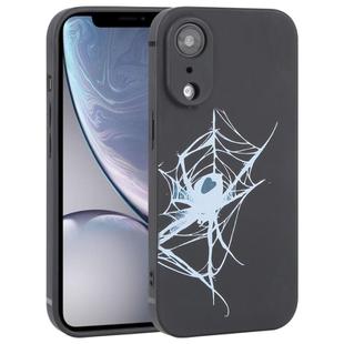 For iPhone XR Graffiti Spider TPU Phone Case(Black Light Blue Spider)