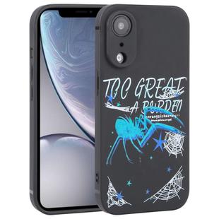 For iPhone XR Graffiti Spider TPU Phone Case(Black Dark Blue Spider)