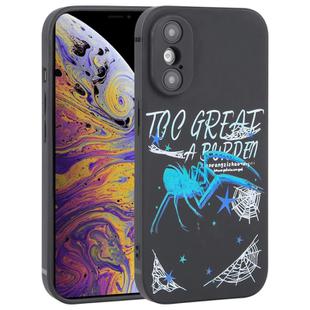 For iPhone XS Max Graffiti Spider TPU Phone Case(Black Dark Blue Spider)