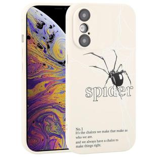 For iPhone XS Max Graffiti Spider TPU Phone Case(Beige Black Spider)