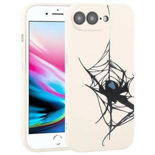 For iPhone 8 Plus / 7 Plus Graffiti Spider TPU Phone Case(Beige Blue Love Spider)