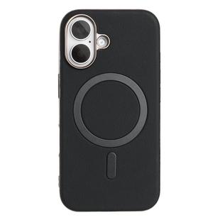 For iPhone 16 Solid Color Plating MagSafe Full Coverage Phone Case(Black)