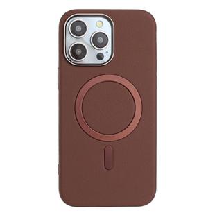 For iPhone 14 Pro Solid Color Plating MagSafe Full Coverage Phone Case(Brown)
