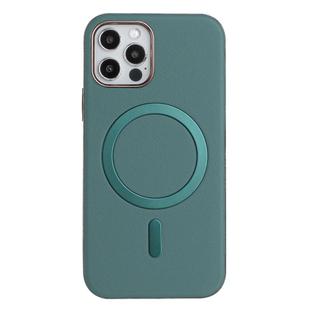 For iPhone 12 / 12 Pro Solid Color Plating MagSafe Full Coverage Phone Case(Green)