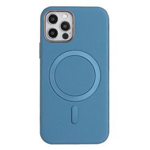 For iPhone 12 / 12 Pro Solid Color Plating MagSafe Full Coverage Phone Case(Baby Blue)
