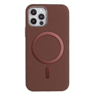 For iPhone 11 Pro Solid Color Plating MagSafe Full Coverage Phone Case(Brown)