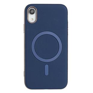 For iPhone XR Solid Color Plating MagSafe Full Coverage Phone Case(Dark Blue)