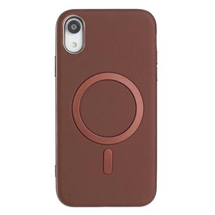For iPhone XR Solid Color Plating MagSafe Full Coverage Phone Case(Brown)