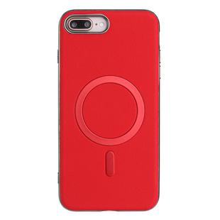 For iPhone 8 Plus / 7 Plus Solid Color Plating MagSafe Full Coverage Phone Case(Red)