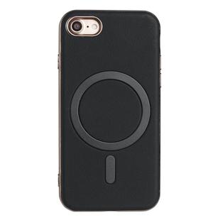 For iPhone 8 / 7 / 6 Solid Color Plating MagSafe Full Coverage Phone Case(Black)