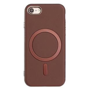 For iPhone 8 / 7 / 6 Solid Color Plating MagSafe Full Coverage Phone Case(Brown)