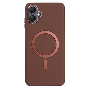 For Samsung Galaxy A06 Solid Color Plating MagSafe Full Coverage Phone Case(Brown)