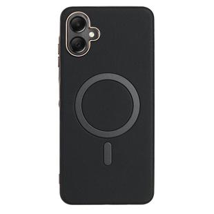 For Samsung Galaxy A06 Solid Color Plating MagSafe Full Coverage Phone Case(Black)