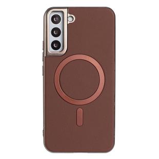 For Samsung Galaxy S23 5G Solid Color Plating MagSafe Full Coverage Phone Case(Brown)