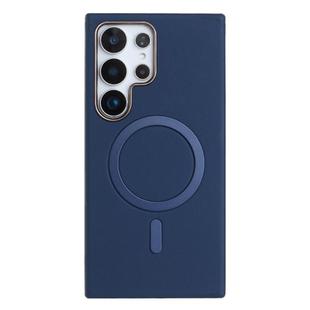 For Samsung Galaxy S21 Ultra 5G Solid Color Plating MagSafe Full Coverage Phone Case(Dark Blue)