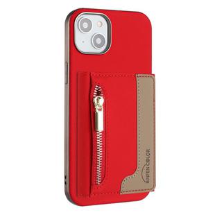 For iPhone 15 Zipper Horizontal Magnetic Card Bag RFID MagSafe Phone Case(Red)