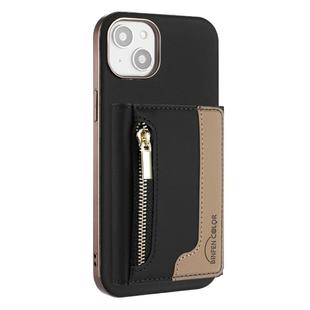 For iPhone 14 Plus Zipper Horizontal Magnetic Card Bag RFID MagSafe Phone Case(Black)