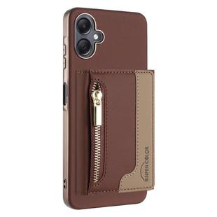 For Samsung Galaxy A06 Zipper Horizontal Magnetic Card Bag RFID MagSafe Phone Case(Brown)