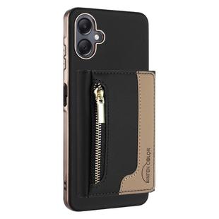 For Samsung Galaxy A06 Zipper Horizontal Magnetic Card Bag RFID MagSafe Phone Case(Black)