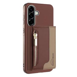 For Samsung Galaxy A26 Zipper Horizontal Magnetic Card Bag RFID MagSafe Phone Case(Brown)