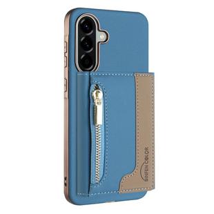For Samsung Galaxy A26 Zipper Horizontal Magnetic Card Bag RFID MagSafe Phone Case(Baby Blue)