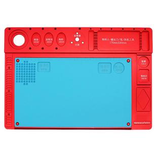 Microscope Aluminum Alloy Stand Base Heat-Resistant Silicone Pad(Red)