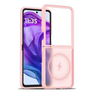 For Motorola Razr+ 2025 Skin Feel TPU Hybrid PC MagSafe Phone Case(Pink)