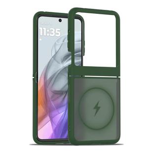 For Motorola Razr+ 2025 Skin Feel TPU Hybrid PC MagSafe Phone Case(Dark Green)
