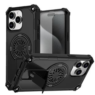 For iPhone 14 Pro Max Shockproof Kickstand Metallic Shaft MagSafe Phone Case(Black)