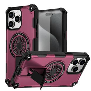 For iPhone 14 Pro Max Shockproof Kickstand Metallic Shaft MagSafe Phone Case(Purple)