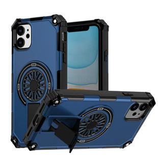 For iPhone 11 Shockproof Kickstand Metallic Shaft MagSafe Phone Case(Blue)
