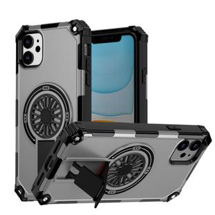 For iPhone 11 Shockproof Kickstand Metallic Shaft MagSafe Phone Case(Silver)