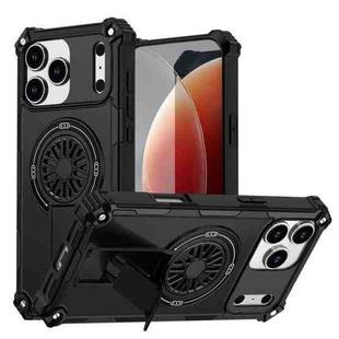 For iPhone 17 Pro Shockproof Kickstand Metallic Shaft MagSafe Phone Case(Black)