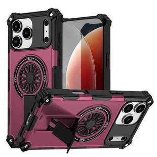 For iPhone 17 Pro Shockproof Kickstand Metallic Shaft MagSafe Phone Case(Purple)