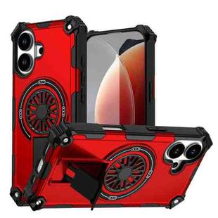 For iPhone 17 Shockproof Kickstand Metallic Shaft MagSafe Phone Case(Red)