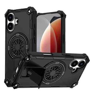 For iPhone 17 Shockproof Kickstand Metallic Shaft MagSafe Phone Case(Black)