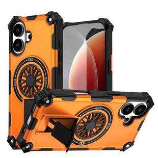 For iPhone 17 Shockproof Kickstand Metallic Shaft MagSafe Phone Case(Orange)