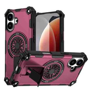 For iPhone 17 Shockproof Kickstand Metallic Shaft MagSafe Phone Case(Purple)
