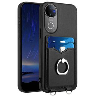 For vivo V50 / V50e R20 Ring Card Holder Phone Case(Black)