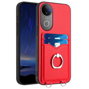 For vivo V50 / V50e R20 Ring Card Holder Phone Case(Red)
