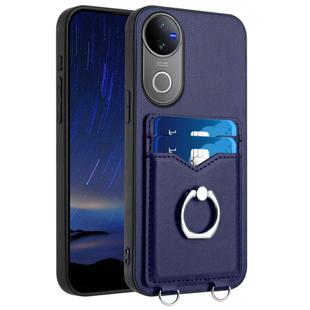 For vivo V50 / V50e R20 Ring Card Holder Phone Case(Blue)