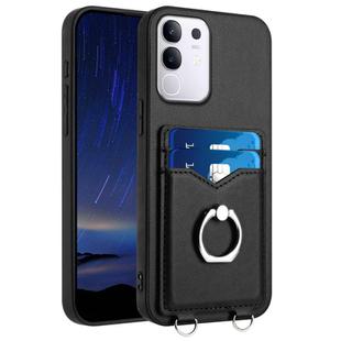 For vivo Y29 4G / T4x / Y300t R20 Ring Card Holder Phone Case(Black)