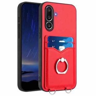 For Samsung Galaxy M56 5G R20 Ring Card Holder Phone Case(Red)