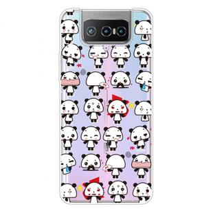 For Asus Zenfone 7 Pro ZS671KS Shockproof Painted Transparent TPU Protective Case(Mini Panda)