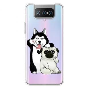 For Asus Zenfone 7 Pro ZS671KS Shockproof Painted Transparent TPU Protective Case(Selfie Dog)