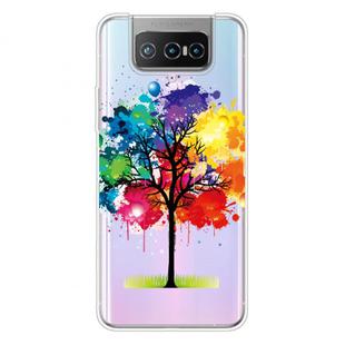 For Asus Zenfone 7 Pro ZS671KS Shockproof Painted Transparent TPU Protective Case(Oil Painting Tree)