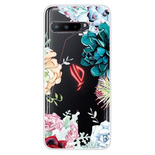 For Asus ROG Phone 3 ZS661KS Shockproof Painted Transparent TPU Protective Case(Gem Flower)