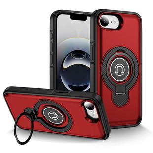 For iPhone 16e TPU Hybrid PC Magnetic Holder Phone Case(Red)
