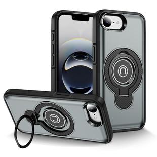 For iPhone 16e TPU Hybrid PC Magnetic Holder Phone Case(Grey)